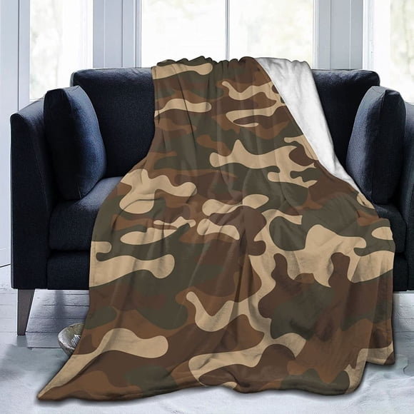 Couverture Militaire Camouflage Ultra Douce Chaude Toutes Saisons Couverture Décorative en Polaire pour Lit Chaise Voiture Canapé Chambre 60"X50 Pouces