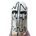 thumbnail image 1 of Sombrero con forma de máscara hecho a mano, tejido a mano, con estampado fantasmagórico en blanco y, 1 of 3