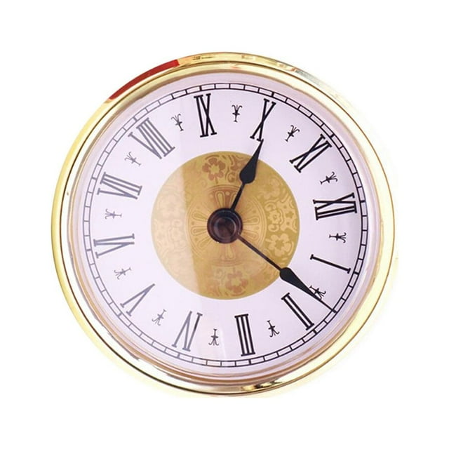 3.15 inch Mini Quartz Clock Insert desk office round Roman Numbers Quartz Movement Gold Rim