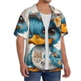 thumbnail image 2 of Kdxio Men's Hawaiian Shirt for Men Short Sleeve Shirt Cute Sunflower Blue Duck Summer Casual Holiday Beach Button Down T-Shirts, 2 of 5