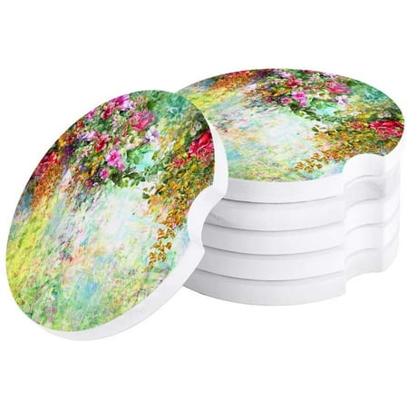 

ZHANZZK Watercolor Wildflower Plant Set of 4 Car Coaster for Drinks Absorbent Ceramic Stone Coasters Cup Mat with Cork Base for Home Kitchen Room Coffee Table Bar Decor