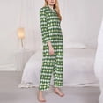 thumbnail image 3 of Balery Light Green Squares Conjunto de Pijama con Estampado para Mujer, Conjunto de Dos Piezas con Manga Larga, Ropa de Dormir Suave con Bolsillos, Pijamas Cómodos-Small, 3 of 7