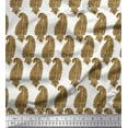 thumbnail image 1 of Soimoi White Satin Silk Fabric Brown Paisley Printed Fabric 1 Yard 42 Inch Wide, 1 of 1