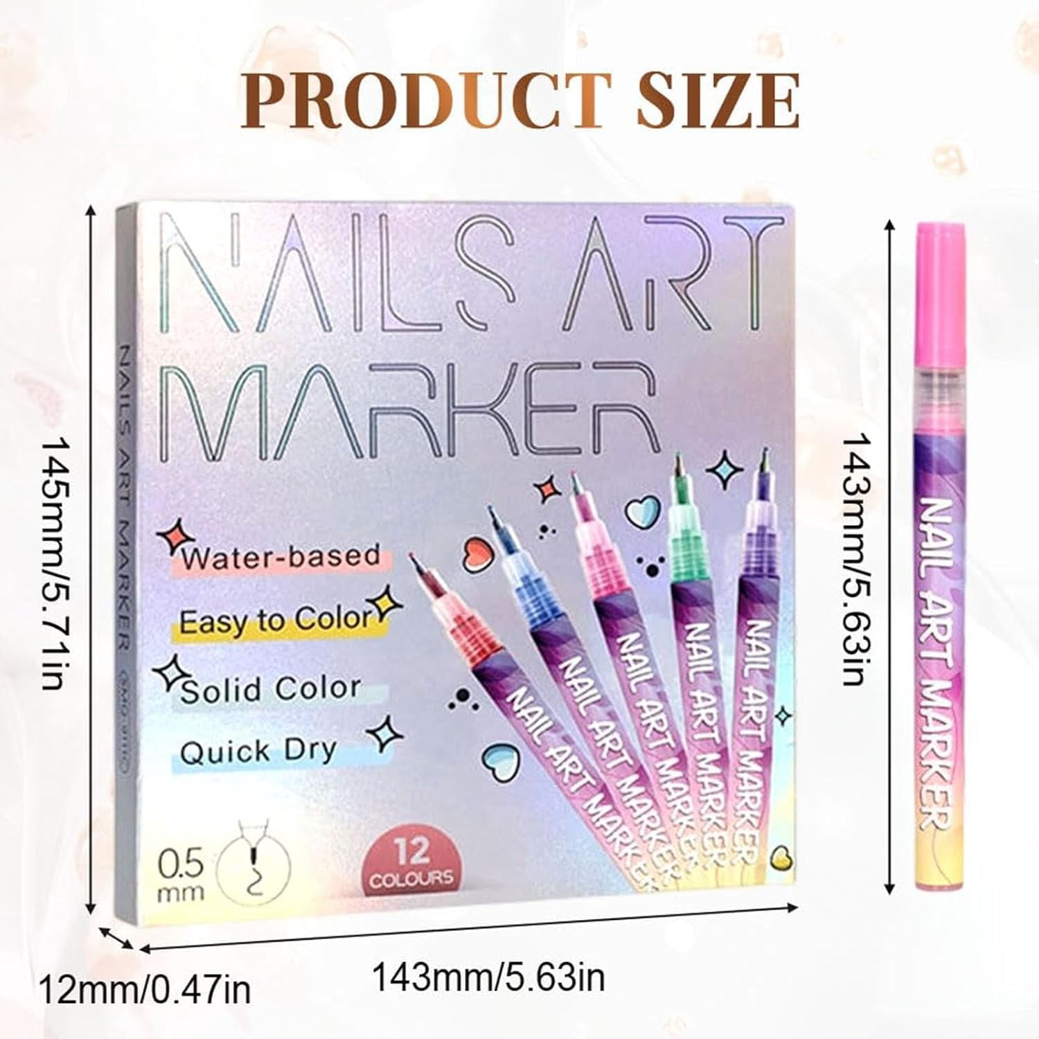 12 Colors Nail Art Pens Set, Nail Doodle Pens, Nail Art Markers for Gel Nails, DIY Quick Dry Graffiti Dotting Point Liner Pens, for Home & Salon Manicure Tools (2PCS)