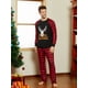 thumbnail image 2 of Conjuntos De Pijamas A Juego Con Empalme A Cuadros Con Estampado De Astas Y Letras De Feliz Navidad Para La Familia (resistente Al Fuego), Ropa De Descanso Para Hombres Y Mujeres Para Bebés Y Niños, 2 of 4