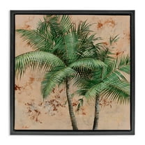 Stupell Industries Leafy Palm Fronds Botanical & Floral Painting Black Floater Framed Canvas Art Print Wall Art, 25 x 25