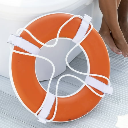 Vinyl Coated Foam Life Ring with White Grab Lines, Orange (24")