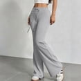 thumbnail image 3 of Women's Drawstring Waist Bell Bottom Flare Leg Sweatpants Sports Causal Pants Solid Buttoms, 3 of 7