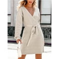 thumbnail image 4 of CUPSHE Women's V-Neck Belted Sweater Dress, 4 of 8