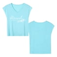 thumbnail image 5 of Christian Shirt for Women Blessed Letter Print Bible Verse Womens T Shirts, Short Sleeve V-Neck Shirts Cute Fit Summer Casual Tee Tops Dopamine Color Bright Blue 5XL, 5 of 5
