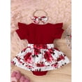 thumbnail image 3 of Bagilaanoe Newborn Baby Girl Rompers Dress Letter Print Short Sleeve Skirt Bodysuit 3M 6M 9M 12M 18M Infant Patchwork One Piece Jumpsuit, 3 of 9