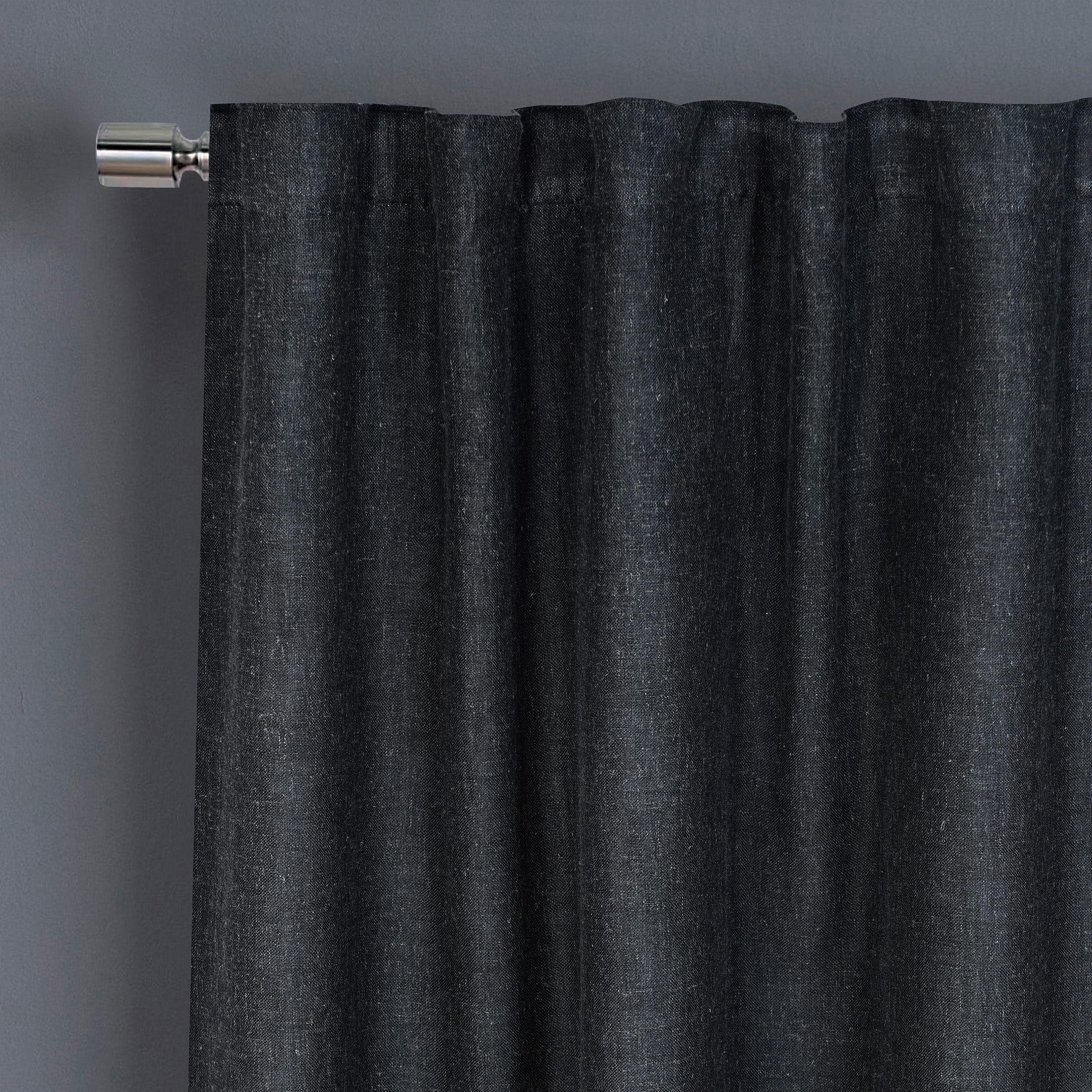 Better Homes & Gardens Linen Blend Blackout Curtain, Black, 50x63 photo 4