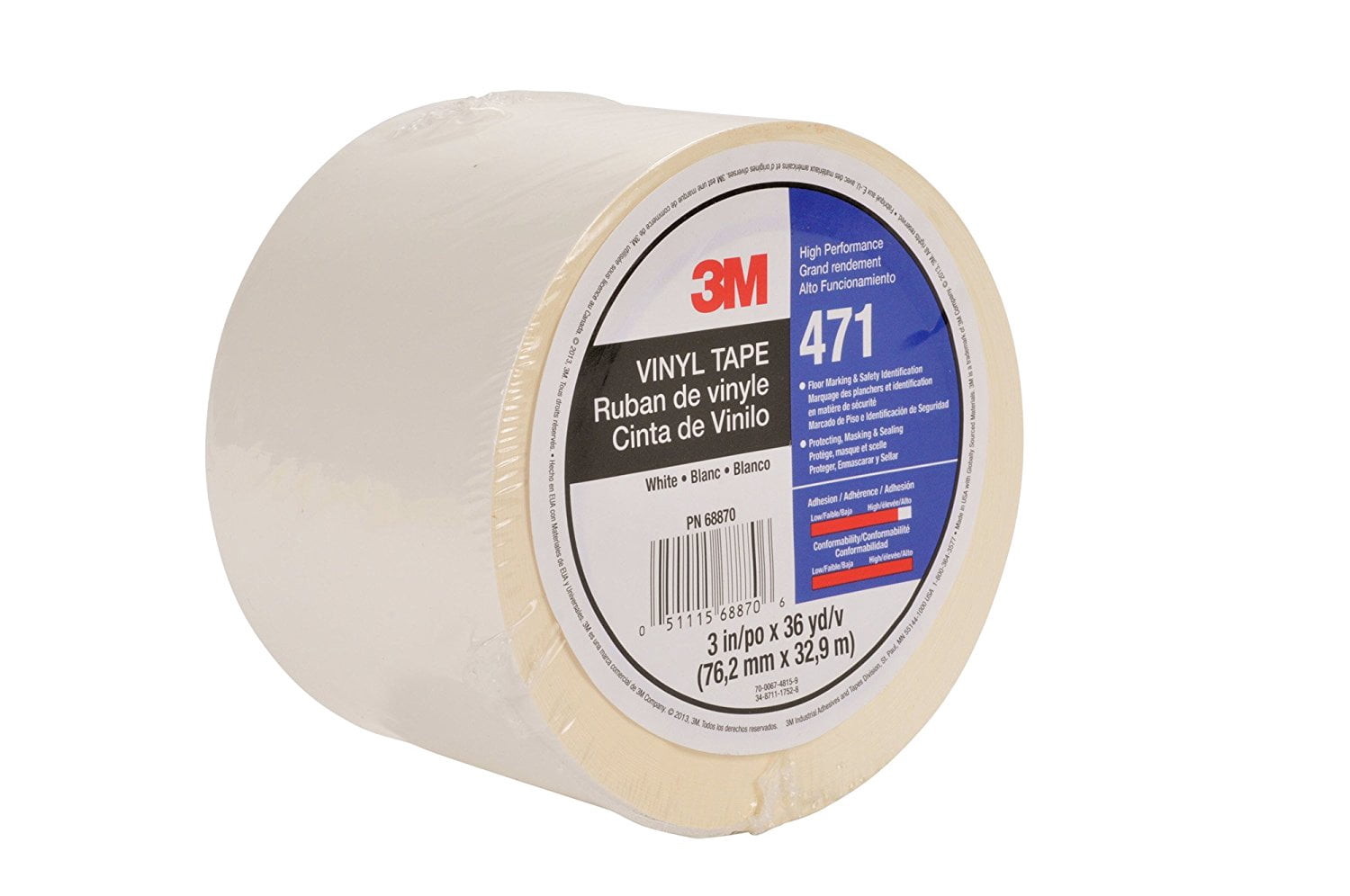 3m Floor Tape,White,3 inx108 ft,Roll 471