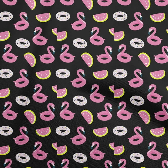 oneOone Velvet Black Fabric Donut Pattern Fabric For Sewing Printed Craft Fabric By The Yard 58 Inch Wide