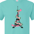 thumbnail image 4 of Inktastic Eiffel Tower in Paris with Flowers and Pink Banner T-Shirt, 4 of 5
