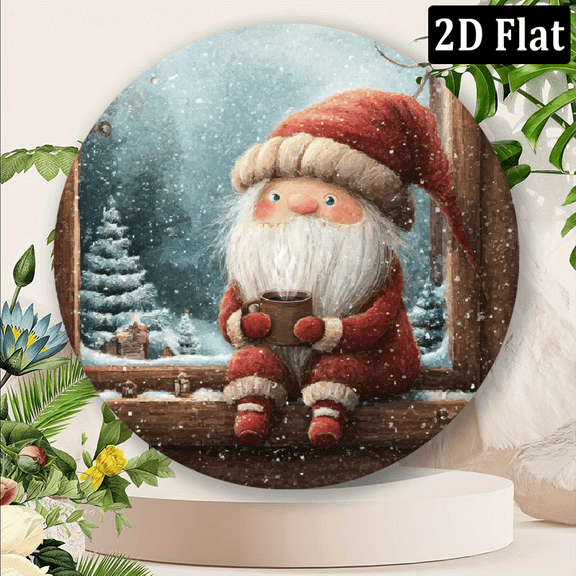 2D Flat, 1pc Vintage Dwarf-Themed Round Aluminum Wall Art Sign - 8x8 Inch Rustic Metal Decor for Home, Office - Christmas Halloween Gift, No Electricity Needed, Easy to Hang, Metal Wall 8*8in