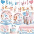 thumbnail image 1 of wonima02 Bear Gender Reveal Decorations, Boy or Girl Gender Reveal Decorations Include Pink Blue Teddy Bear Plates and Napkins Sets, Banner, Hanging, Tablecloth, Cake Topper, Serves 20 Guests, 1 of 1