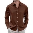 thumbnail image 2 of Mens Casual Button Down Shirt Long Sleeve Lightweight Summer Beach Shirts Loose Fit Solid Textured Shirt, 2 of 7