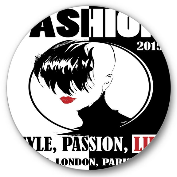 Designart 'Style Passion Life Fashion Woman III' Vintage Circle Metal Wall Art 36x36 - Disc of 36