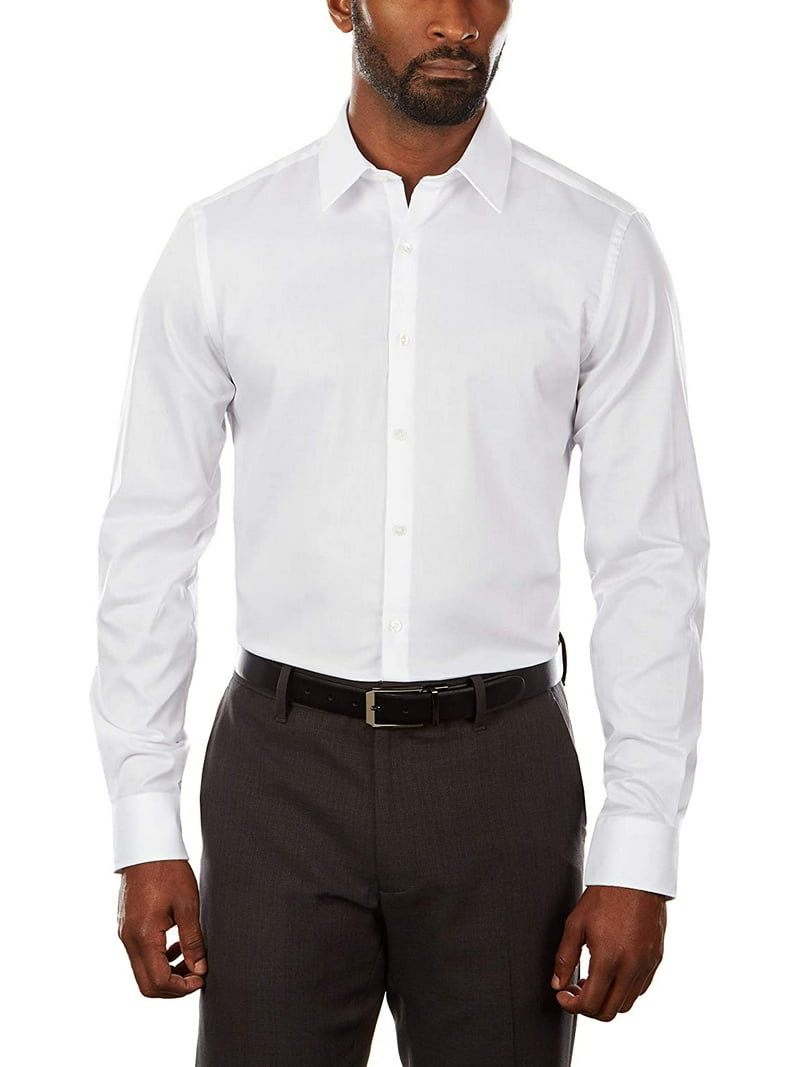 Van Heusen Mens Dress Shirt Slim Fit Flex Collar Stretch Solid 18 Neck  36-37 Sleeve White - Walmart.com