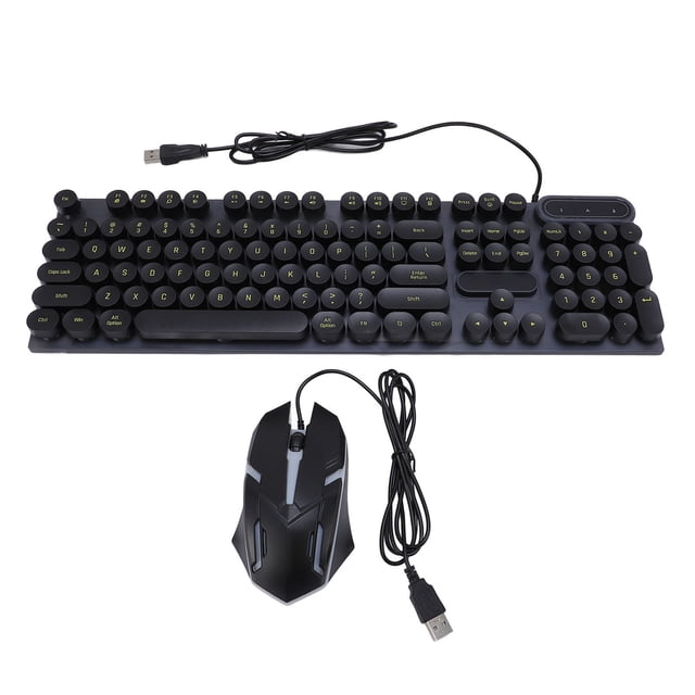 USB Wired Keyboard and Mouse Combo, Retro Backlit Ergonomic Design with 1600DPI Mouse, for Wins 7 8 10 and OS X 10.2 Above Systems