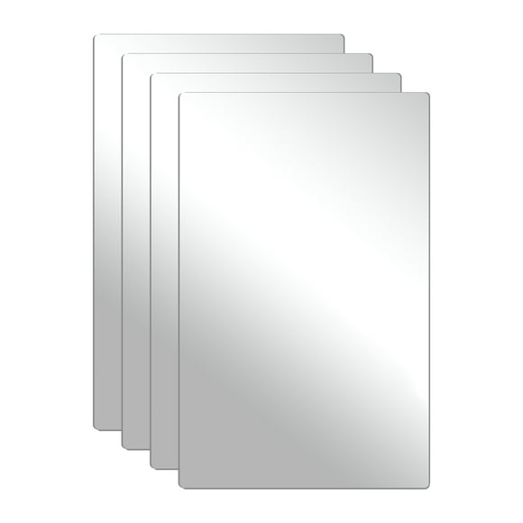 Uxcell 4Pcs Shatter Proof Acrylic Mirror, 7.1xUxcell 4.7" Rectangle Round Corner Mirror(Self Adhesive, Safety, Shatterproof) Suited to Bathroom Science Home Gym Wall Decor