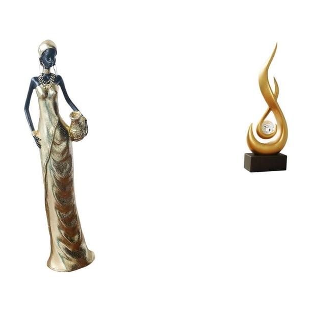Figura de escritorio,Artesanía de escritorio con figuras africanas coleccionables,Estatua de dama tribal,pieza de arte para decoración del hogar,Escultura abstracta de fuego,Estatua de arte