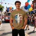 thumbnail image 4 of Sjldqy Mens 4th Of July Shirt Quick Dry Comfy Red White Blue Letter Print T-Shirt Short Sleeve Crew Neck Anniversary Summer Patriotic Top For Men Size 4Xl Khaki, 4 of 5