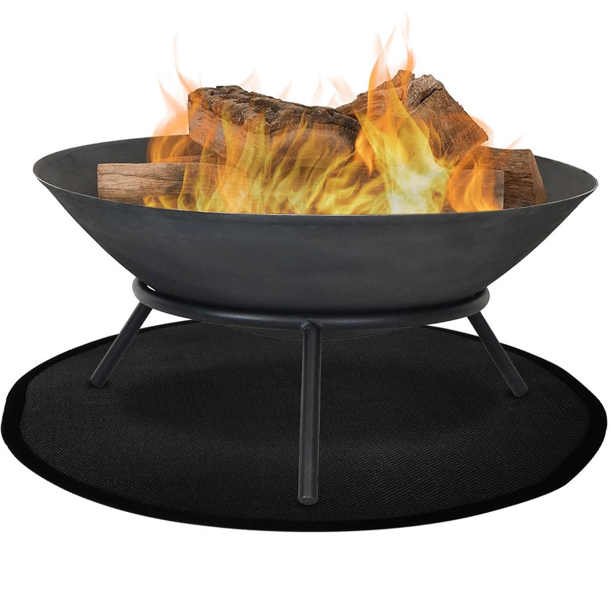 Adifare Fire Pit Mat Blcak Round Stove Fire Mat Fireproof 3Layered