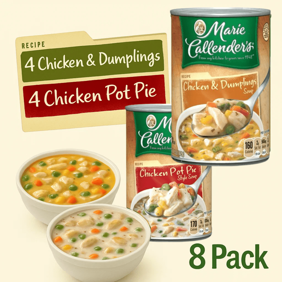Chicken Canned Variety 8 Pack – Marie Callender Pot Pie Style & Dumplings, 15 oz Cans – Hearty Meal, Ready to Eat, Pantry Essential, Comfort Food for Home or Office