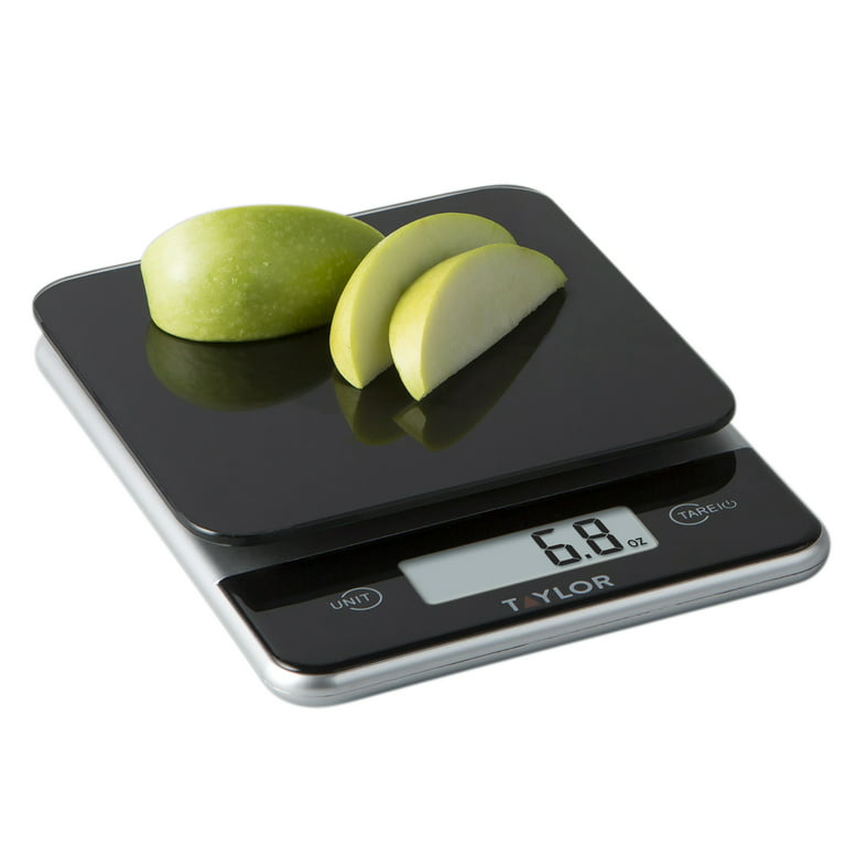Taylor Black Glass Top Food Scale with Touch Control Buttons