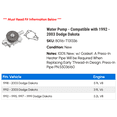 thumbnail image 2 of Water Pump - Compatible with 1992 - 2003 Dodge Dakota 1993 1994 1995 1996 1997 1998 1999 2000 2001 2002, 2 of 2