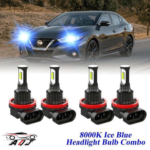 8000K Ice Blue LED Headlight Bulbs Combo Kit For Nissan Maxima 2016 2017 2018