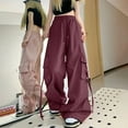 thumbnail image 2 of Outfmvch Pants for Women Parachute Pants Travel Pants Women Cargo Shorts Women High Waisted Cargo Pants Womens Athletic Pants Red 4XL, 2 of 4