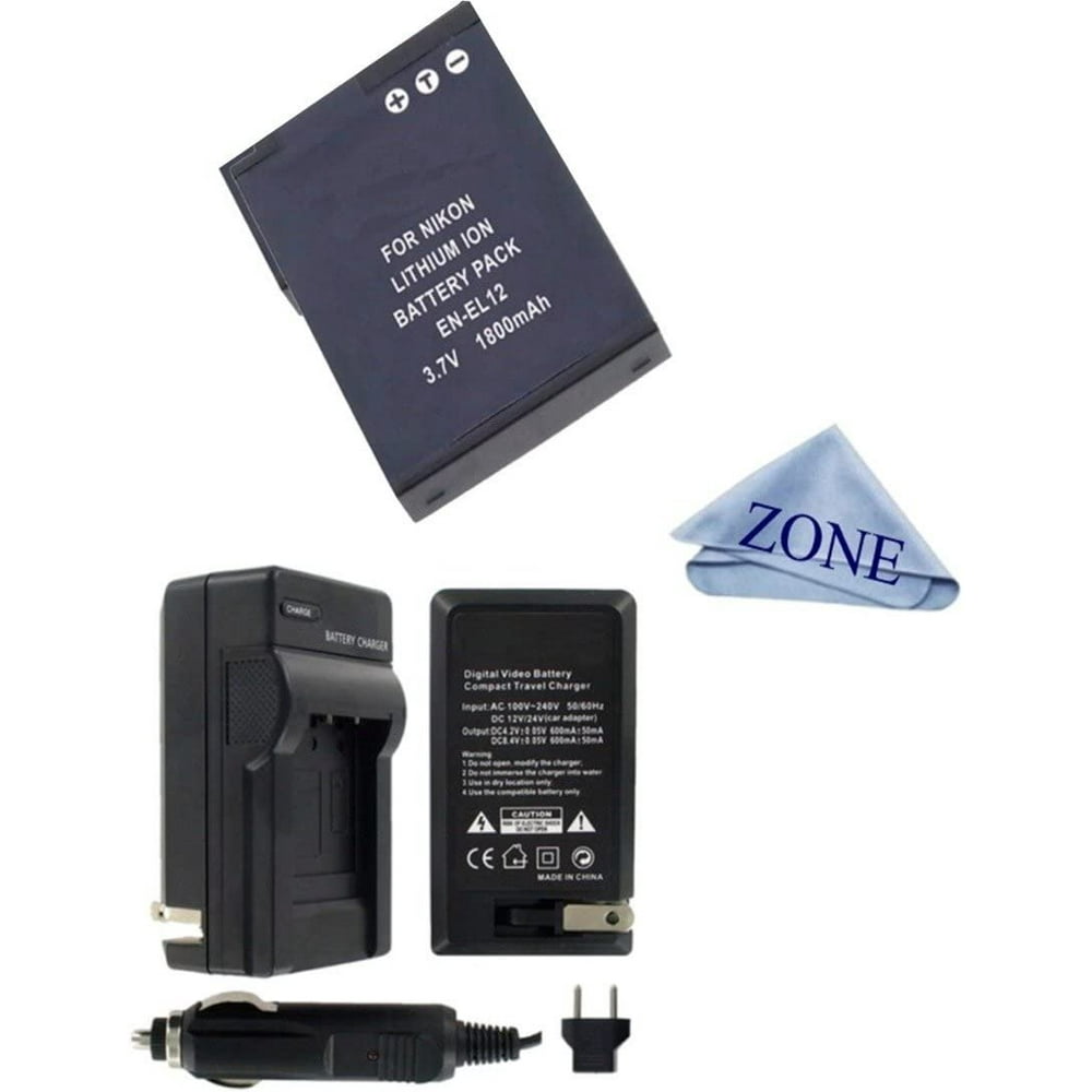Replacement Nikon ENEL12 Battery and Charger for Nikon Coolpix W300s