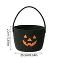 thumbnail image 3 of PYURTEP Halloween Pumpkin Candy Bucket, Trick or Treat Portable Plastic Pumpkin Bucket with Handle, Black Halloween Basket for Party Supplies Props, 3 of 6