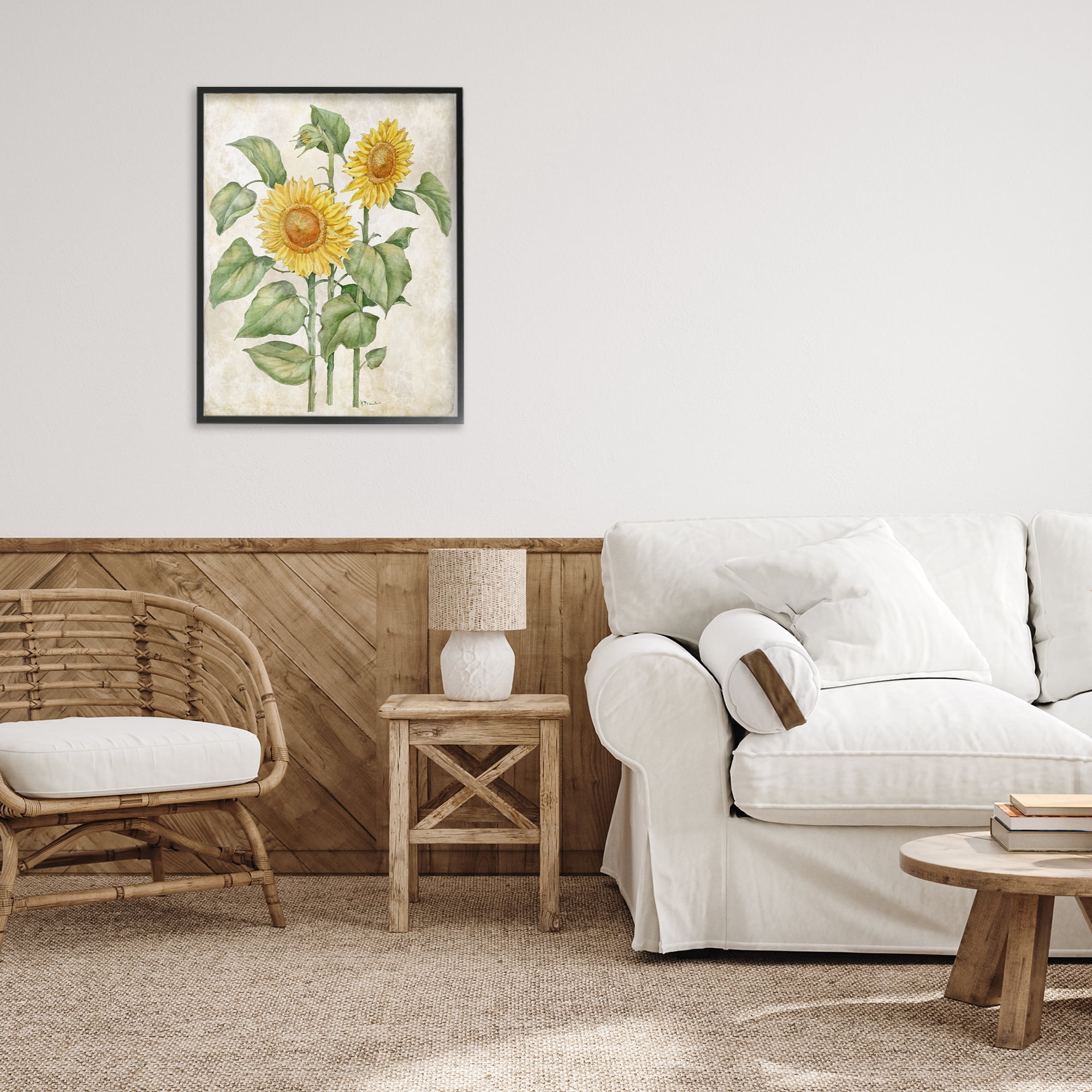 Stupell Industries Floral Journal Vintage Sunflower Black Framed Giclee Art, design by Paul Brent