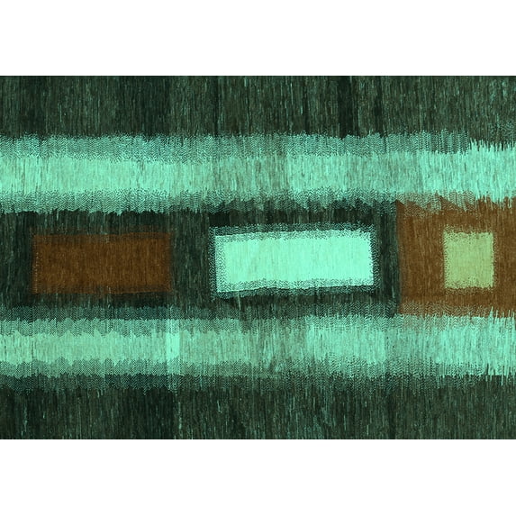 Ahgly Company Machine Washable Indoor Rectangle Abstract Turquoise Blue Contemporary Area Rugs, 3' x 5'