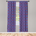 thumbnail image 2 of Ambesonne Food Art Curtains, Simplified Watermelons, Pair of 28"x84", Dark Ceil Blue and Dark Coral, 2 of 4
