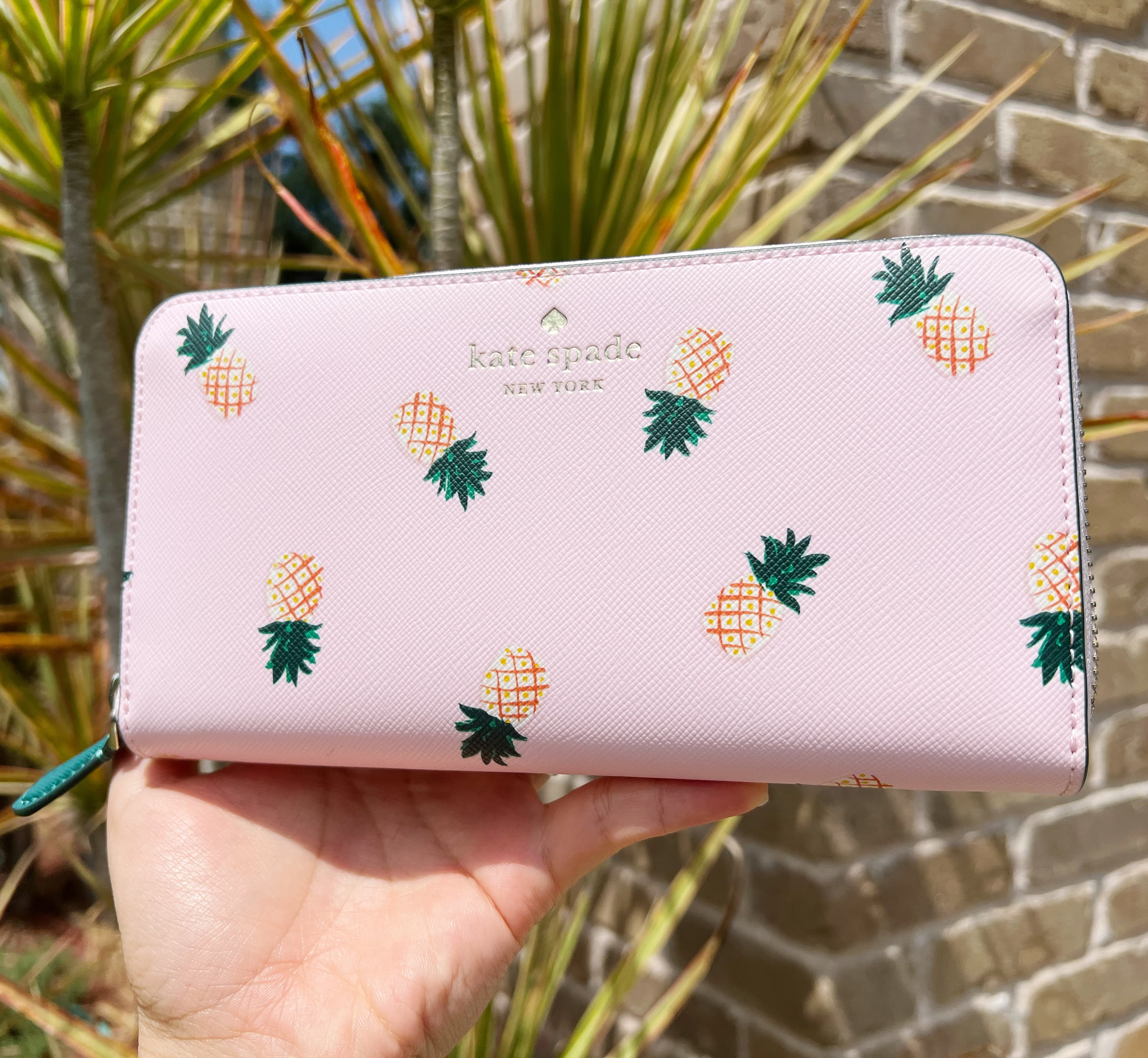 Kate Spade Pineapple Marlee Large Continental Wallet Light Pink Yellow