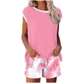 thumbnail image 2 of YueHuiYing Womens Two Piece Outfits Summer Lounge Sets Tracksuit V Neck Buttons Down Tops and Shorts Set with Pockets, 2 of 6