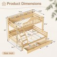 thumbnail image 2 of DTTRA Twin over Full Bunk Bed with Storage Drawers, Curved Guardrails & Side Shelves, Natural, 2 of 8