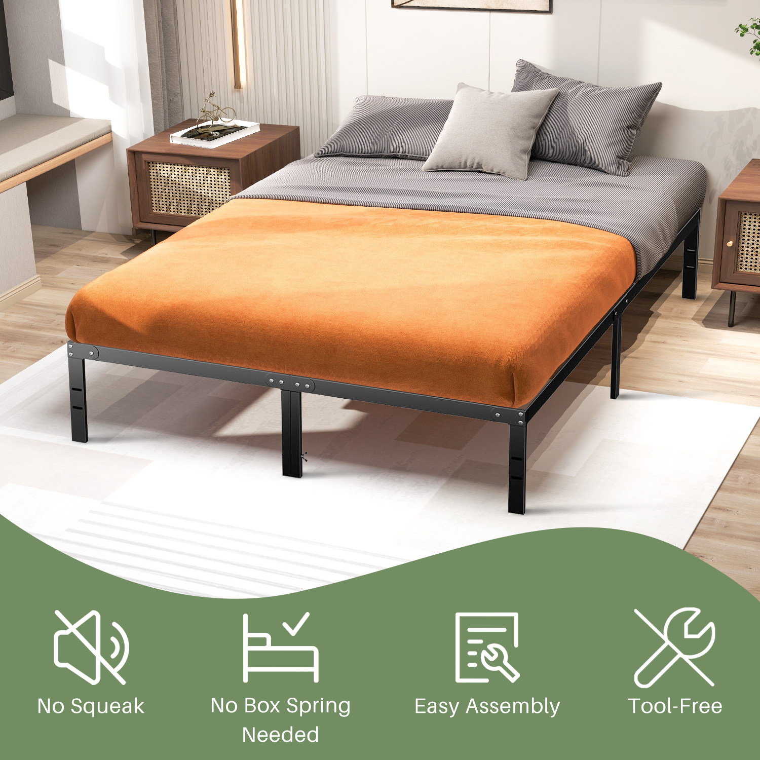 Taoset Full Size Metal Platform Bed Frame, 14 Inch, Black photo 6