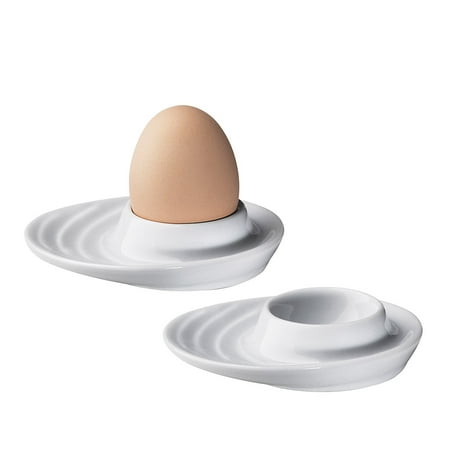 Porcelain Egg Cup Set - Kuechenprofi 2-Piece Egg Cup with Oval Base, 3.5 by 3-Inch, White Porcelain, Set of 2 porcelain egg cups By Kuchenprofi