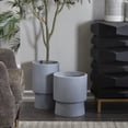 thumbnail image 2 of DecMode 14", 17"H Indoor Outdoor Gray Magnesium Oxide Planter (2 Count), 2 of 7