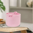thumbnail image 2 of Decorative Woven Rope Basket with Handles - Small Round Storage Bin for Organizing Shelves, Closet, Snacks, Laundry | Desktop & Home Decor, 2 of 5