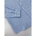 thumbnail image 5 of WTOBBY Men's Striped Turn-Down Collar Button-Down Shirt Long Sleeve Casual Business Comfortable Cotton Blend Office Wear Relaxed Fit Pocket Top,Blue L, 5 of 6