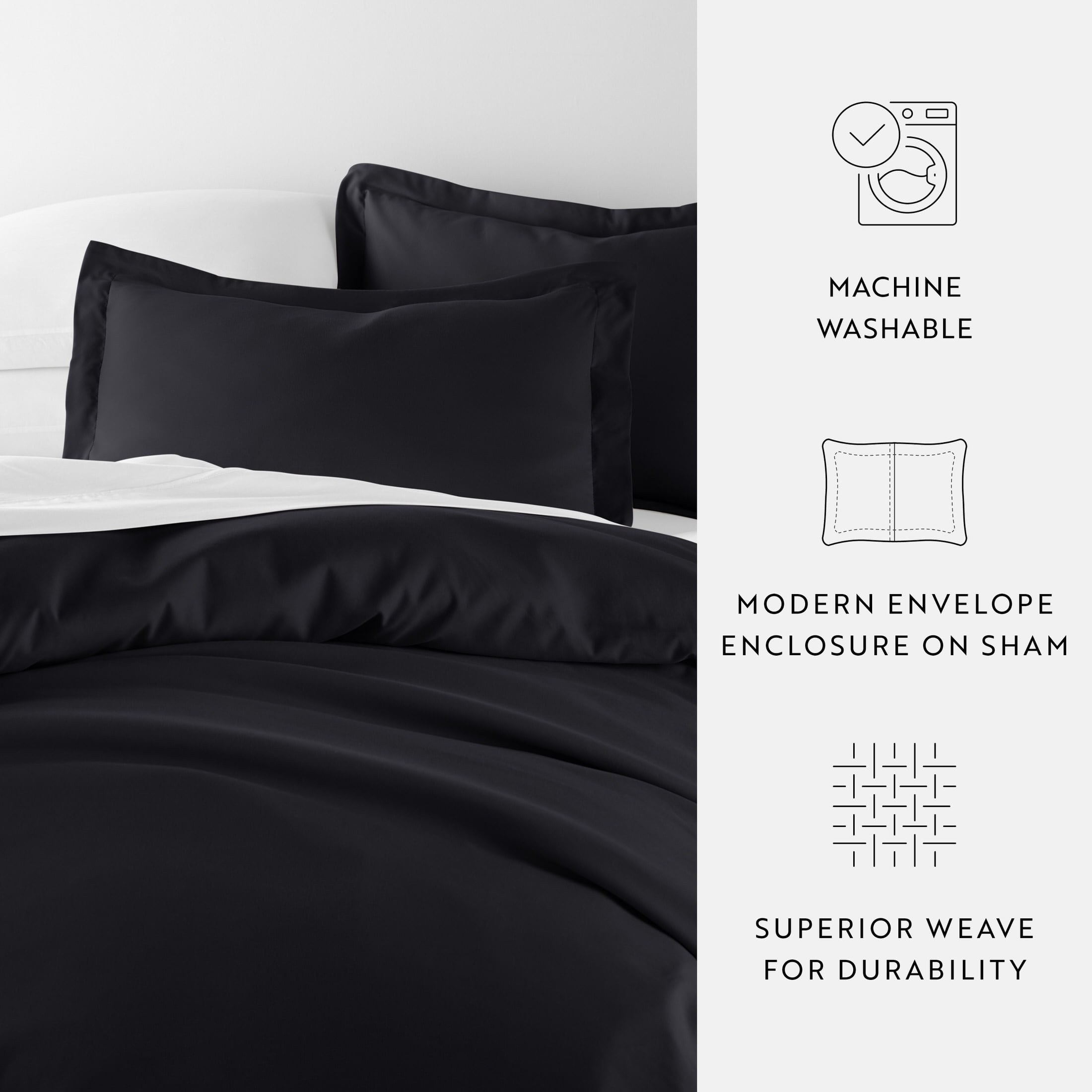 Ultra Soft & Breathable - Duvet Cover Set - Twin/TwinXL Black Bedding by Comfort Canopy