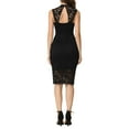 thumbnail image 3 of INSPIRE CHIC Women's Sleeveless Crew Neck Lace Floral Back Hollow Out Midi Dress S Black, 3 of 6