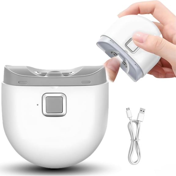 Electric Nail Clippers, 2-in-1 Automatic Nail Trimmer and Polisher with LED Light & 2 Speeds, Rechargeable Fingernail Clipper with Nail Scraps Storage, Safe Nail File for Baby, Adults, Seniors